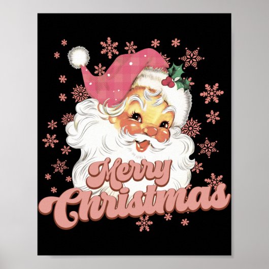 Merry Christmas Retro Tygraphy Santa Nk Hat T Shir Poster (Voorkant)