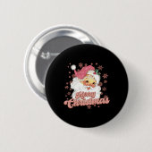 Merry Christmas Retro Tygraphy Santa Nk Hat T Shir Ronde Button 5,7 Cm (Voorkant /achterkant)