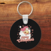 Merry Christmas Retro Tygraphy Santa Nk Hat T Shir Sleutelhanger (Voorkant)