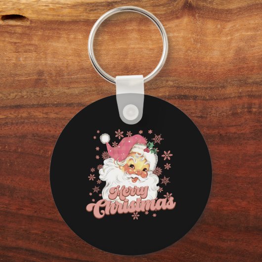 Merry Christmas Retro Tygraphy Santa Nk Hat T Shir Sleutelhanger (Voorkant)