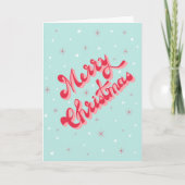 Merry Christmas Retro Typografie Red Aqua Feestdagen Kaart (Voorkant)