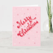 Merry Christmas Retro Typografie Rood Roze Feestdagen Kaart (Voorkant)