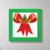 "MERRY CHRISTMAS" RIBBON BOW CANVAS AFDRUK (Voorkant)