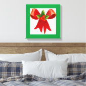 "MERRY CHRISTMAS" RIBBON BOW CANVAS AFDRUK (Insitu (Slaapkamer))