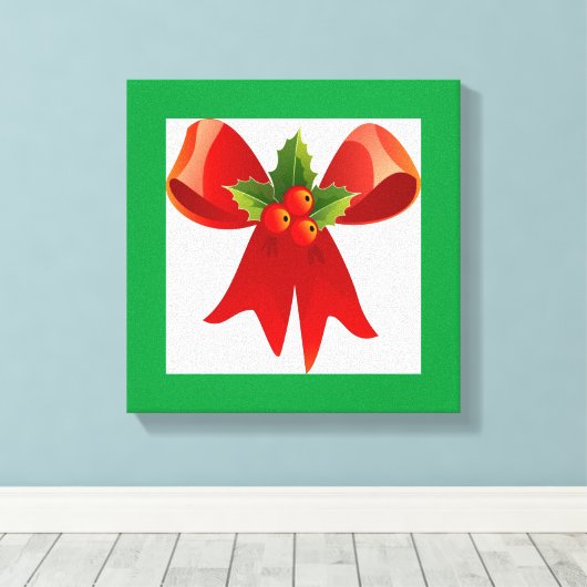 "MERRY CHRISTMAS" RIBBON BOW CANVAS AFDRUK (Insitu (Houten vloer))