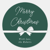 Merry Christmas Ribbon Handgeschreven Modern Ronde Sticker (Voorkant)