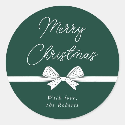 Merry Christmas Ribbon Handgeschreven Modern Ronde Sticker (Voorkant)