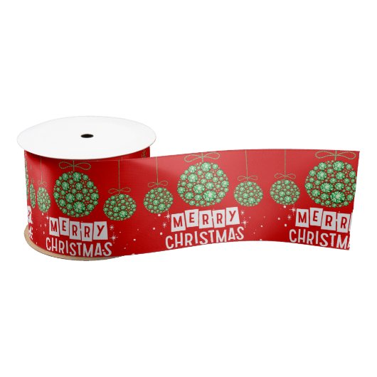 Merry Christmas Ribbon Holiday Gift Wrap Satijnen Lint (Spoel)