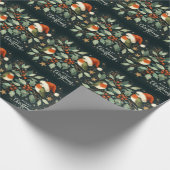 Merry Christmas Robin Mistletoe Krans Cadeaupapier (Hoek)