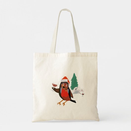 Merry Christmas Robin Tote Bag (Achterkant)
