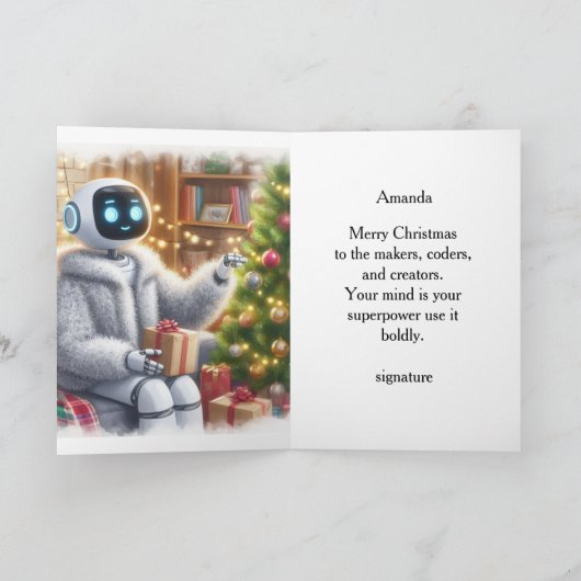 Merry Christmas Robot Tech Girls STEM Greeting Feestdagen Kaart (Binnen)