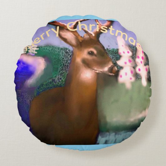 Merry Christmas Rond Kussen (Voorkant)