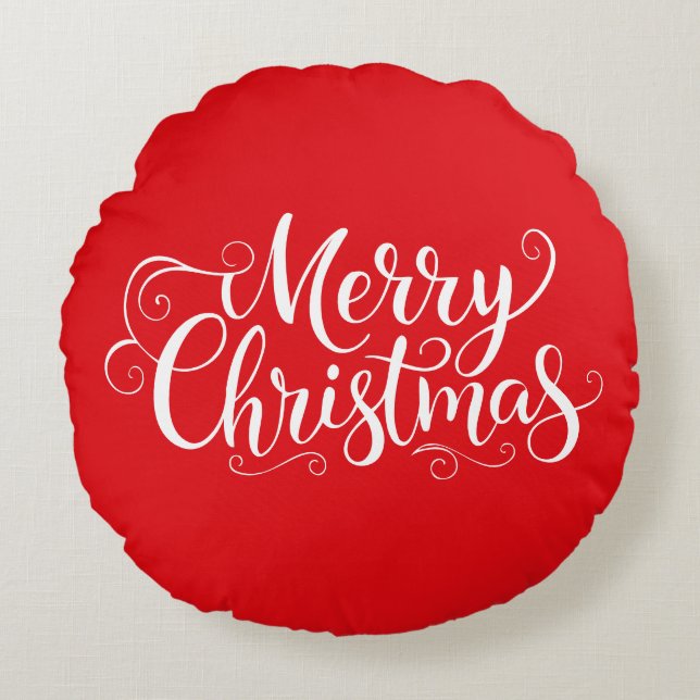 Merry Christmas  Rond Kussen (Voorkant)