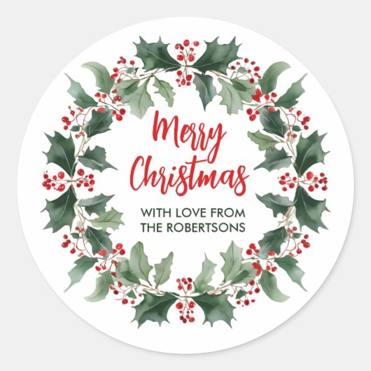 Merry Christmas Ronde Sticker (Voorkant)