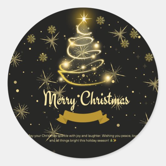 MERRY CHRISTMAS RONDE STICKER (Voorkant)