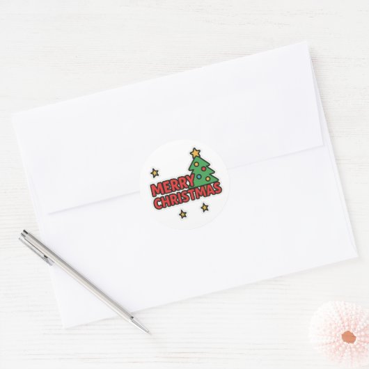 Merry Christmas  Ronde Sticker (Envelop)