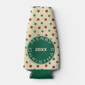 Merry Christmas Rood Groen Retro Stippen Patroon Flesjeskoeler (Voorkant)