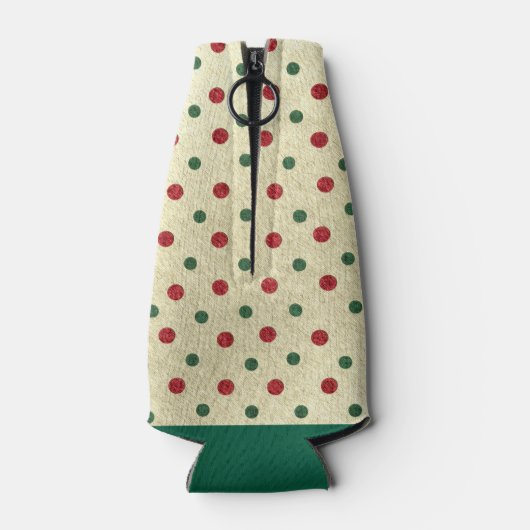 Merry Christmas Rood Groen Retro Stippen Patroon Flesjeskoeler (Achterkant)