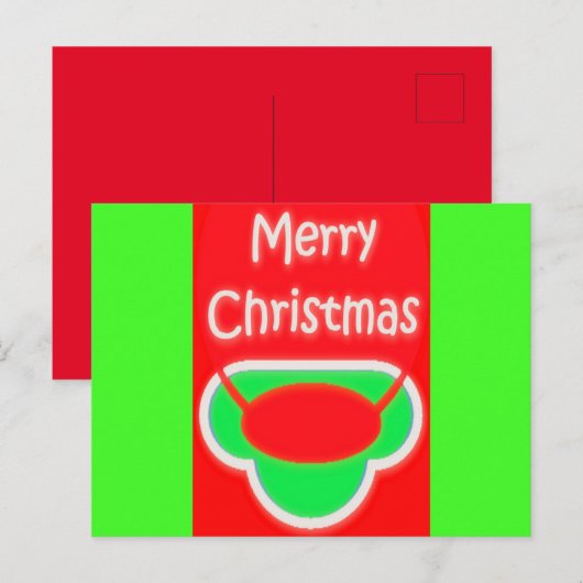MERRY CHRISTMAS ROOD GROEN SMS'T BRIEFKAART (Voorkant / Achterkant)