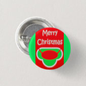 MERRY CHRISTMAS ROOD GROEN SMS'T RONDE BUTTON 3,2 CM (Voorkant /achterkant)