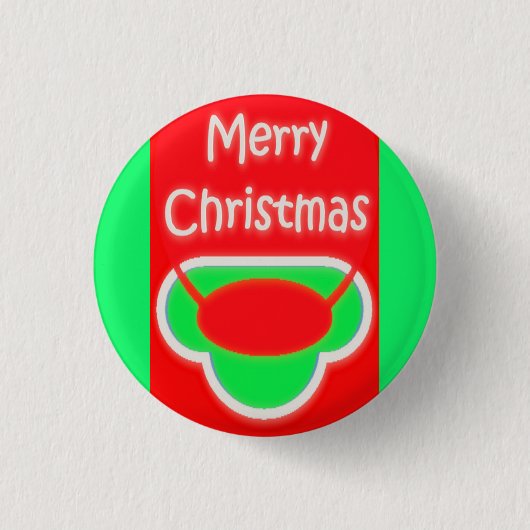 MERRY CHRISTMAS ROOD GROEN SMS'T RONDE BUTTON 3,2 CM (Voorkant)