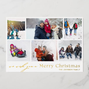 MERRY CHRISTMAS rood wit goud 12 Foto Collage Folie Feestdagenkaart