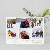 MERRY CHRISTMAS rood wit goud 12 Foto Collage Folie Feestdagenkaart (Staand Voorkant)