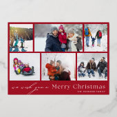 MERRY CHRISTMAS rood wit goud 12 Foto Collage Folie Feestdagenkaart (Achterkant)
