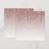 Merry Christmas Roos Gold Drip Glam Meisje Feestdagenkaart (Voorkant / Achterkant)