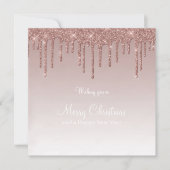 Merry Christmas Roos Gold Drip Glam Meisje Feestdagenkaart (Voorkant)