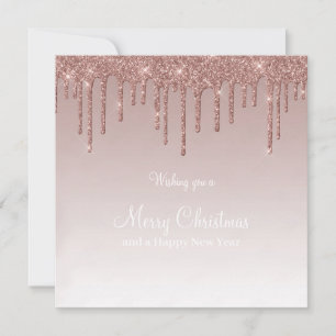 Merry Christmas Roos Gold Drip Glam Meisje Feestdagenkaart