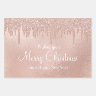 Merry Christmas Roos Gold Drip Glam Meisje Inpakpapier Vel
