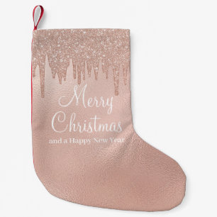 Merry Christmas Roos Gold Drip Glam Meisje Kleine Kerstsok