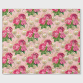 Merry Christmas Roos Goud Glitter Script PinkGreen Cadeaupapier (Vlak)