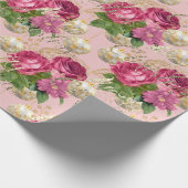 Merry Christmas Roos Goud Glitter Script PinkGreen Cadeaupapier (Hoek)