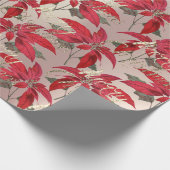 Merry Christmas Roos Goud Glitter Script Red Flora Cadeaupapier (Hoek)