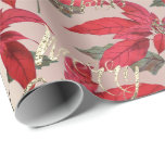Merry Christmas Roos Goud Glitter Script Red Flora Cadeaupapier<br><div class="desc">Fijne chemische Feestdagen florenceK</div>