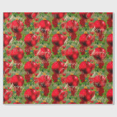 Merry Christmas Roos Goud Glitter Script Rood Groe Cadeaupapier (Vlak)