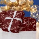Merry Christmas Roos Script uit naam Burgund Gold Cadeaupapier<br><div class="desc">Minimalisme Elegance FlorenceKdesign</div>