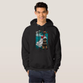 Merry Christmas Rottweiler Puppy Met Roller Schaat Hoodie (Voorkant volledig)