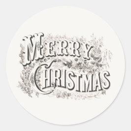 MERRY CHRISTMAS ROUND CUSTOM NAME STICKER