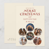 Merry Christmas Round Custom Photos Feestdagenkaart (Voorkant / Achterkant)