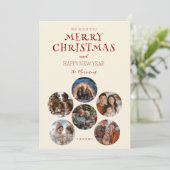 Merry Christmas Round Custom Photos Feestdagenkaart (Staand voorkant)