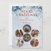 Merry Christmas Round Custom Photos Feestdagenkaart (Voorkant)