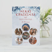 Merry Christmas Round Custom Photos Feestdagenkaart (Staand voorkant)