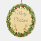 Merry Christmas Round Ornament with Holiday Design (Links)