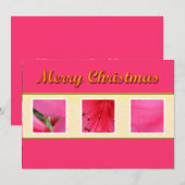 Merry Christmas roze bloem wenskaart Feestdagenkaart (Voorkant / Achterkant)