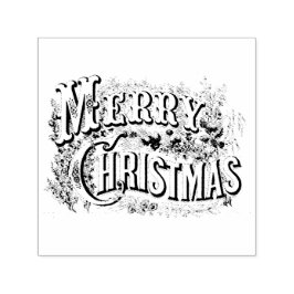 MERRY CHRISTMAS RUBBER STAMP ZELFINKTENDE STEMPEL
