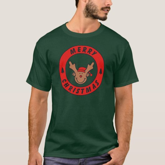 Merry Christmas Rudolf Rentier mit baum T-shirt (Voorkant)