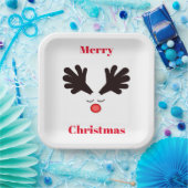 Merry Christmas Rudolph White Paper Bord (Feest)